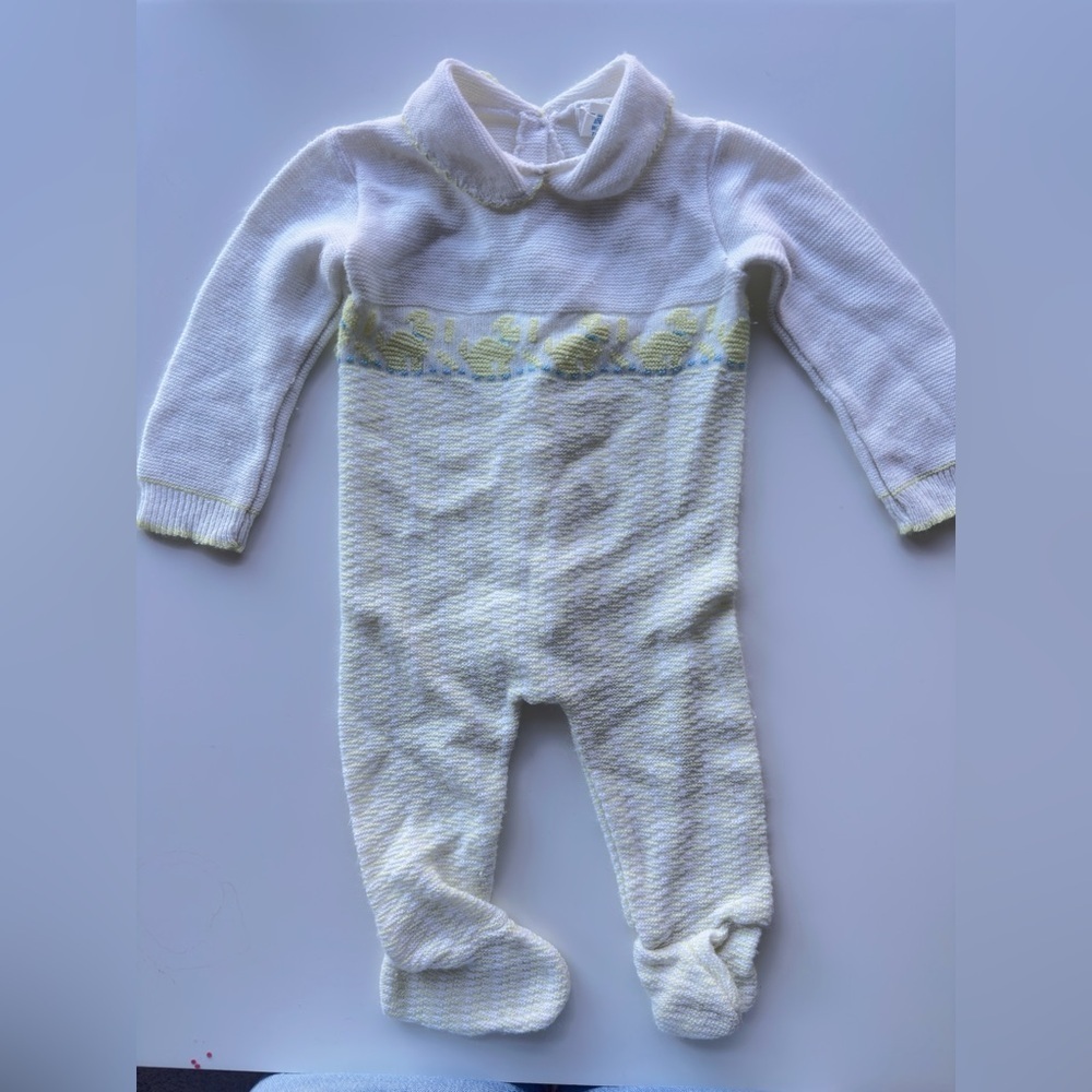 Vintage One Piece Newborn Sweater Romper Knit Dogs